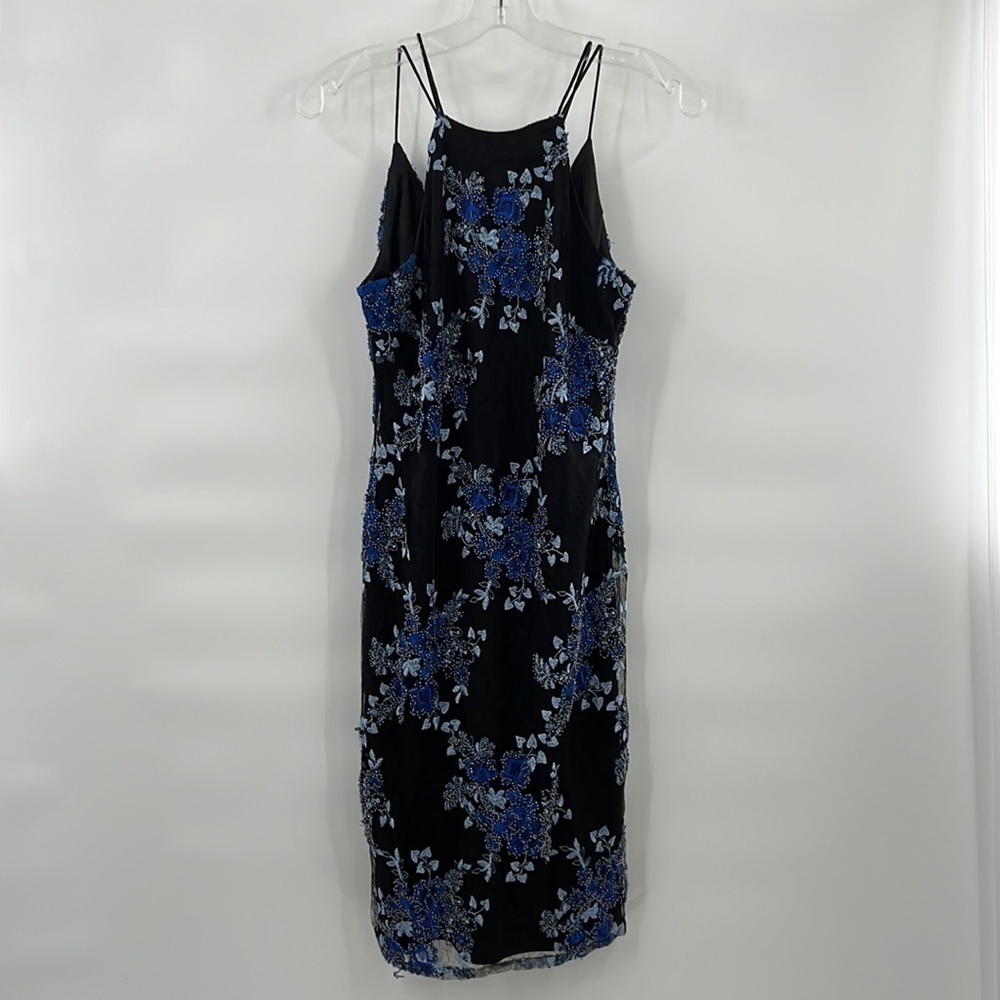 Laundry Shelli Segal blue beaded dress spaghetti straps dress size 2